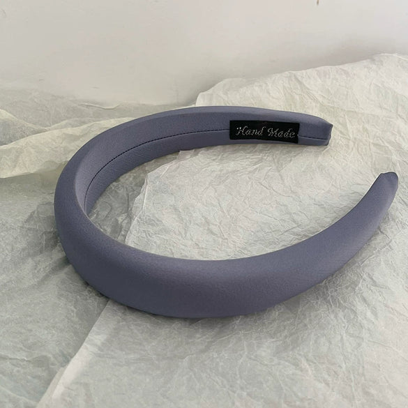Solid Color Satin Wide Headband Handmade Fashion Hair Hoop For Women Elegant Temperament All Match
