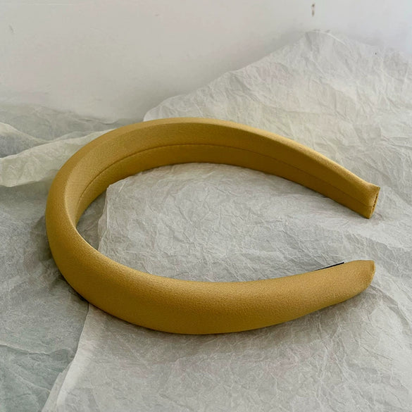 Solid Color Satin Wide Headband Handmade Fashion Hair Hoop For Women Elegant Temperament All Match