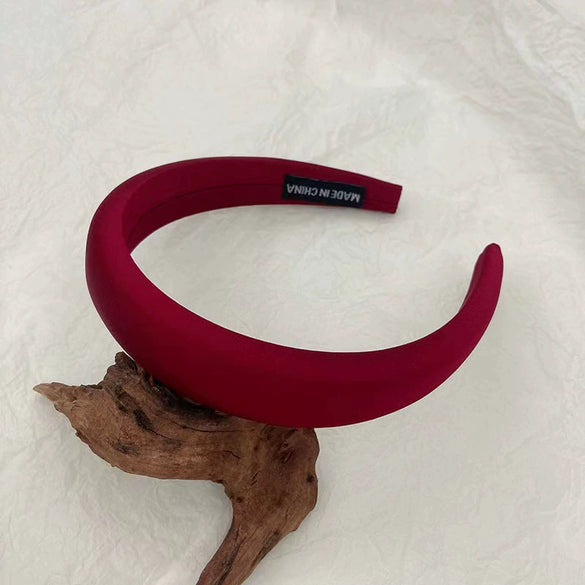 Solid Color Satin Wide Headband Handmade Fashion Hair Hoop For Women Elegant Temperament All Match