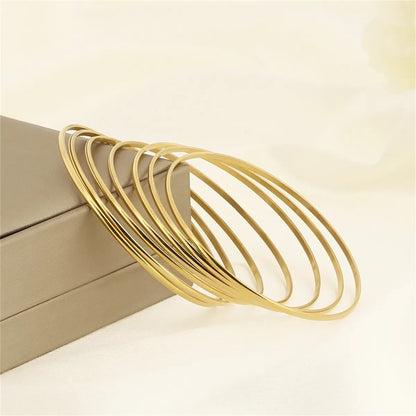 Solid Color Solid Color 304 Stainless Steel 18K Gold Plated Bangle In Bulk