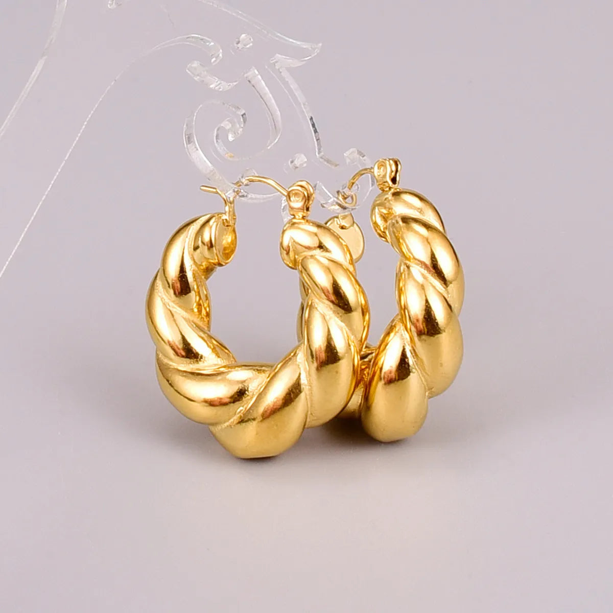 Fashion Heart Plating Titanium Steel No Inlaid Earrings