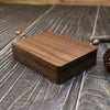 Solid Wood Black Walnut Flip Business Card Case Geometric Pattern Portable Card And Membership Card Storage Box Wooden Card Holder And Packing Box