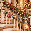 Solid Wood Christmas Advent Scene Decoration With Printed Figurine Design Decorative Wreath And Staircase Ornament