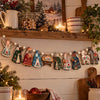 Solid Wood Christmas Advent Scene Decoration With Printed Figurine Design Decorative Wreath And Staircase Ornament