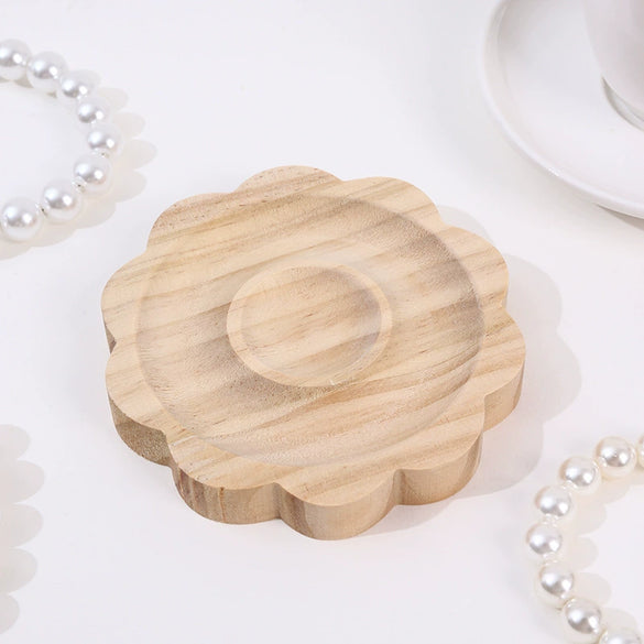 Solid Wood Jewelry Display Tray For Bracelet Buddha Beads Round Splicing Design