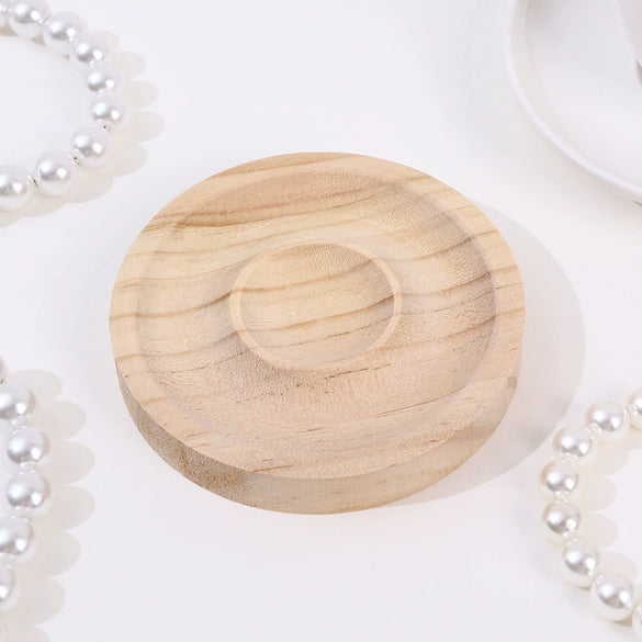 Solid Wood Jewelry Display Tray For Bracelet Buddha Beads Round Splicing Design