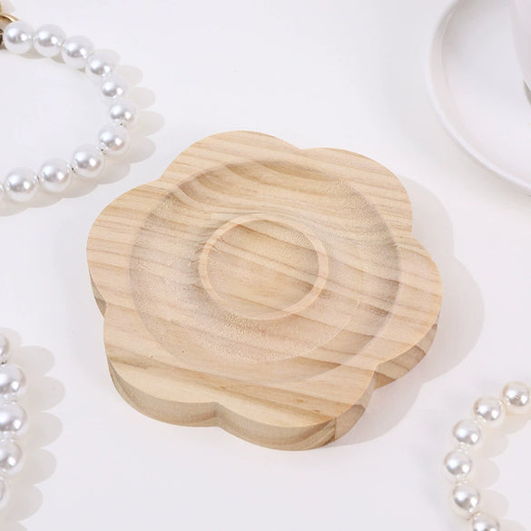 Solid Wood Jewelry Display Tray For Bracelet Buddha Beads Round Splicing Design
