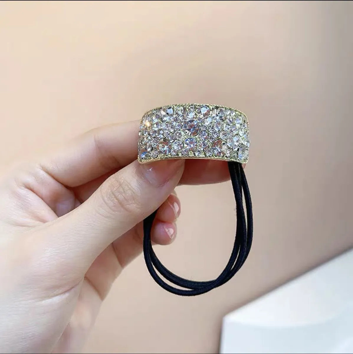 Dongdaemun Cold Style Elegant Sweet Rhinestone Pony Tail Buckle Hair Rope Bright Metal Elegant Head Rope Women'S Headwear