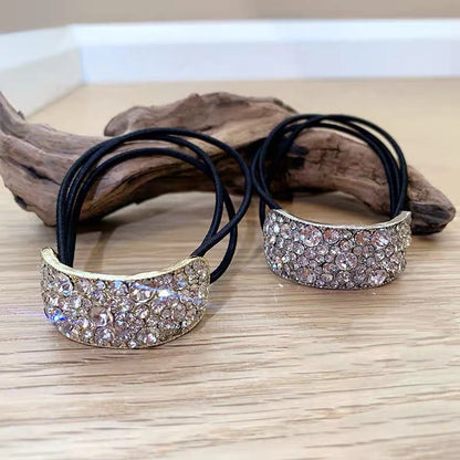 Dongdaemun Cold Style Elegant Sweet Rhinestone Pony Tail Buckle Hair Rope Bright Metal Elegant Head Rope Women'S Headwear