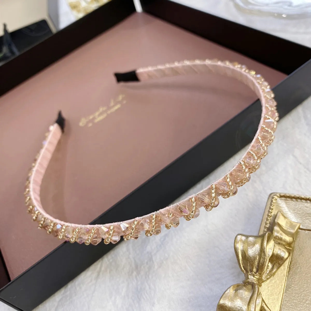 South Korea'S New Crystal Full Diamond Headband Summer Simple Hair Hole Steel Ring Thin Edge Headband Wholesale Nihaojewelry