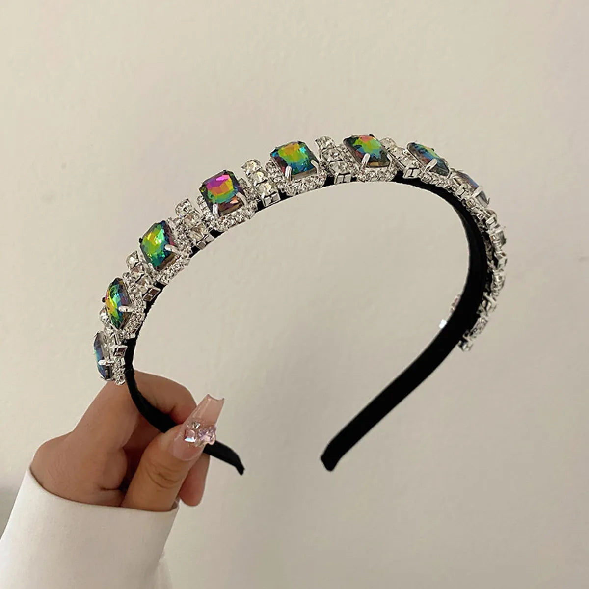 South Korea'S New Crystal Full Diamond Headband Summer Simple Hair Hole Steel Ring Thin Edge Headband Wholesale Nihaojewelry