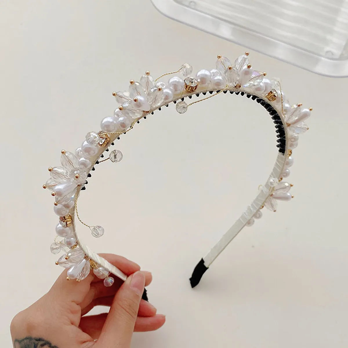 South Korea'S New Crystal Full Diamond Headband Summer Simple Hair Hole Steel Ring Thin Edge Headband Wholesale Nihaojewelry