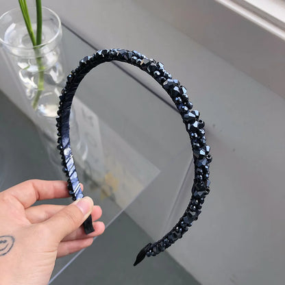 South Korea'S New Crystal Full Diamond Headband Summer Simple Hair Hole Steel Ring Thin Edge Headband Wholesale Nihaojewelry