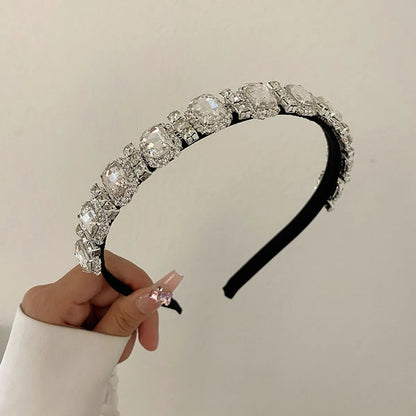 South Korea'S New Crystal Full Diamond Headband Summer Simple Hair Hole Steel Ring Thin Edge Headband Wholesale Nihaojewelry