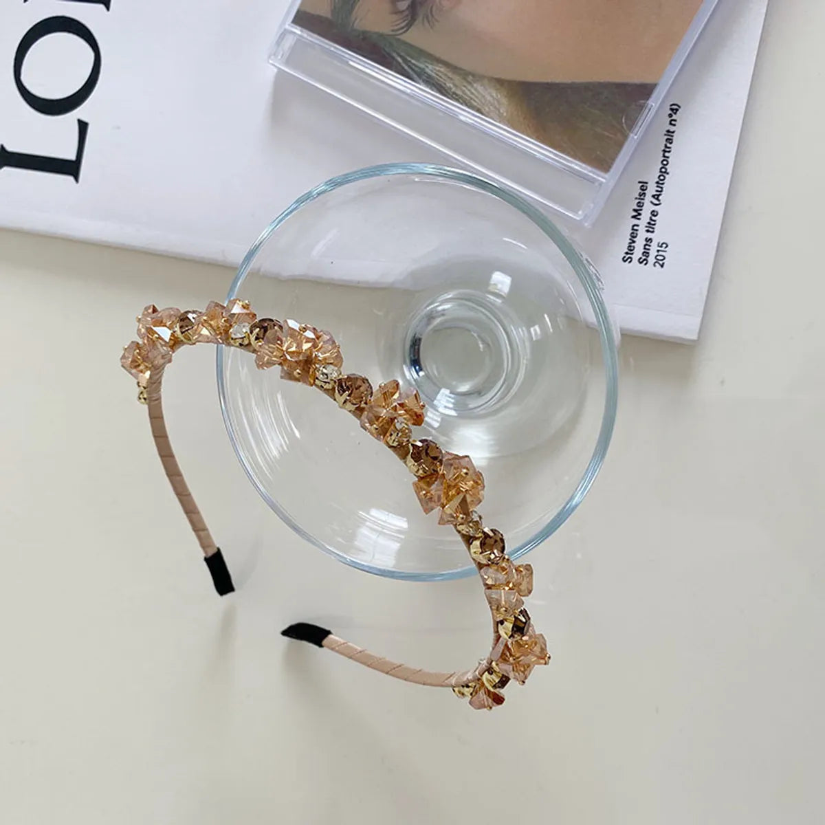 South Korea'S New Crystal Full Diamond Headband Summer Simple Hair Hole Steel Ring Thin Edge Headband Wholesale Nihaojewelry