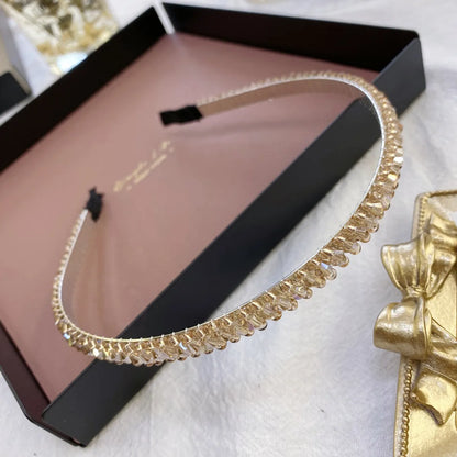 South Korea'S New Crystal Full Diamond Headband Summer Simple Hair Hole Steel Ring Thin Edge Headband Wholesale Nihaojewelry