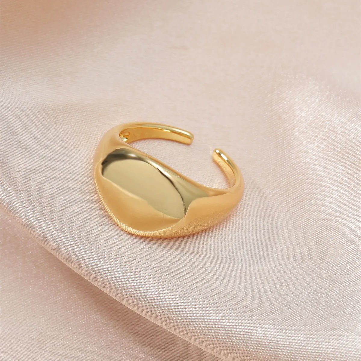 South Korean 18k Gold Plate Ring Golden Glossy Round Ring Simple Index Finger Ring