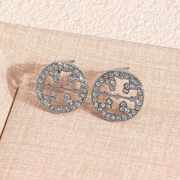 Sparkling Geometric Hollow Round Stud Earrings With Steel Ear Posts Zinc Alloy Design Versatile Unisex Jewelry For Holiday Party Gifts