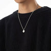 Sparkling Meteorite Round Geometric Pendant Necklace In Stainless Steel With Starry Sky Design And Polished Electroplated Finish For Unisex Wear