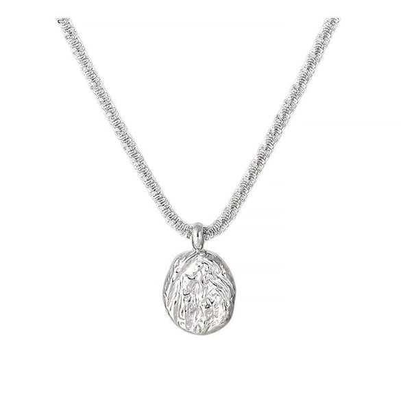 Sparkling Meteorite Round Geometric Pendant Necklace In Stainless Steel With Starry Sky Design And Polished Electroplated Finish For Unisex Wear