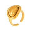 Special Shaped Small Golden Bean Ring Titanium Steel 18K Gold Plated Geometric Pattern Open Cast Adjustable Ring For Women