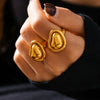 Special Shaped Small Golden Bean Ring Titanium Steel 18K Gold Plated Geometric Pattern Open Cast Adjustable Ring For Women