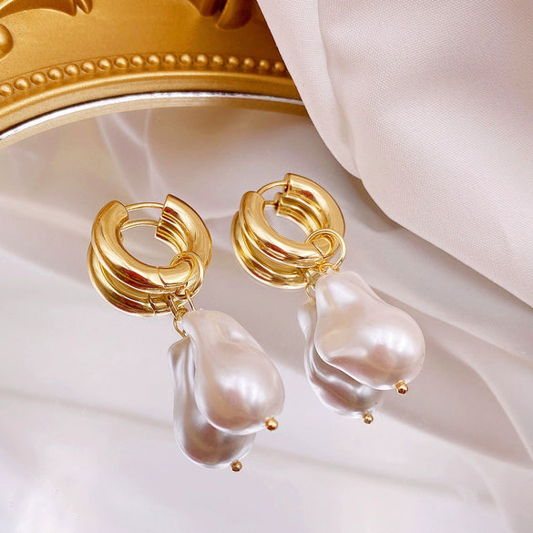 Specialshaped Artificial Pearl Earrings Natural Style
