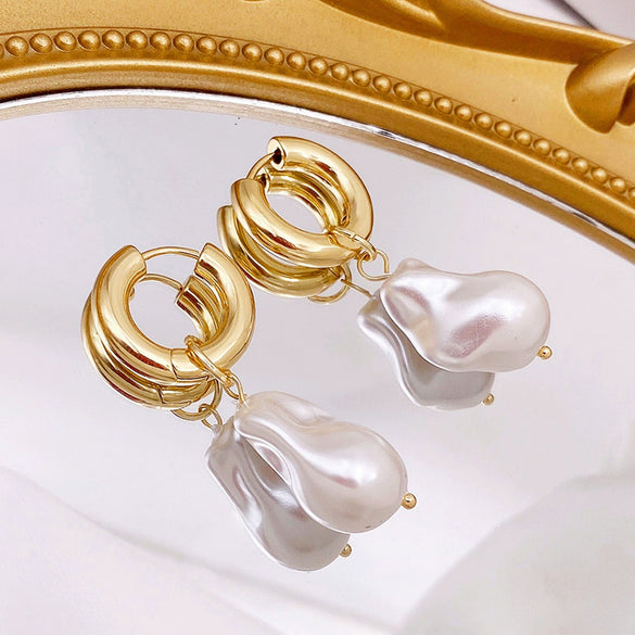 Specialshaped Artificial Pearl Earrings Natural Style