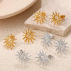 Specialshaped Twisted Sun 316L Stainless Steel Goldplated Earrings With Sunflower Design