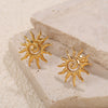 Specialshaped Twisted Sun 316L Stainless Steel Goldplated Earrings With Sunflower Design