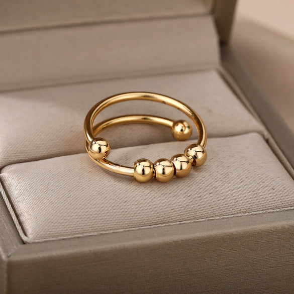 Spiral Bead Opening Ring Jewelry Brass Unisex