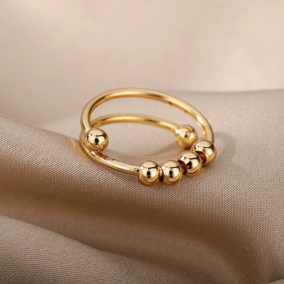 Spiral Bead Opening Ring Jewelry Brass Unisex