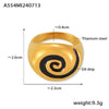 Spiral Pattern Oil Drop Titanium Steel 18K Gold Plated Finger Ring For Women With Electroplating Process Retro Ins Style Niche Design