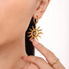 Spiral Sun Pendant Necklace And Fashion Earrings In Light Luxury Style Titanium Steel With 18K Gold Electroplated Jewelry