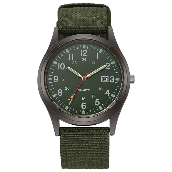 Sport Men's Alloy Case Canvas Strap Round Dial Quartz Watch