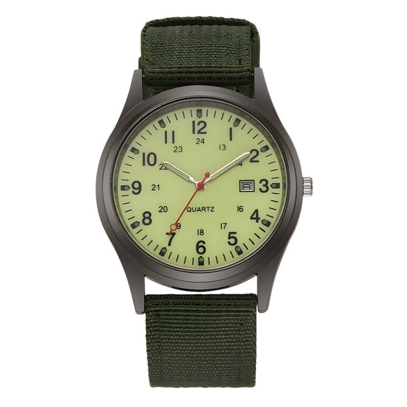 Sport Men's Alloy Case Canvas Strap Round Dial Quartz Watch