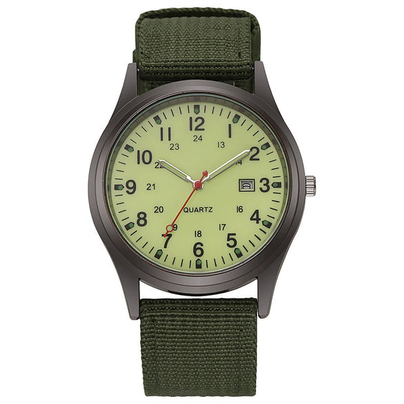 Sport Men's Alloy Case Canvas Strap Round Dial Quartz Watch