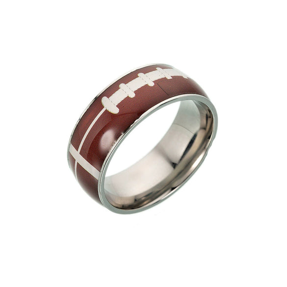 Sporting Goods Jewelry Titanium Steel Geometric Dripping Glue Unisex Ring Football Basketball Baseball