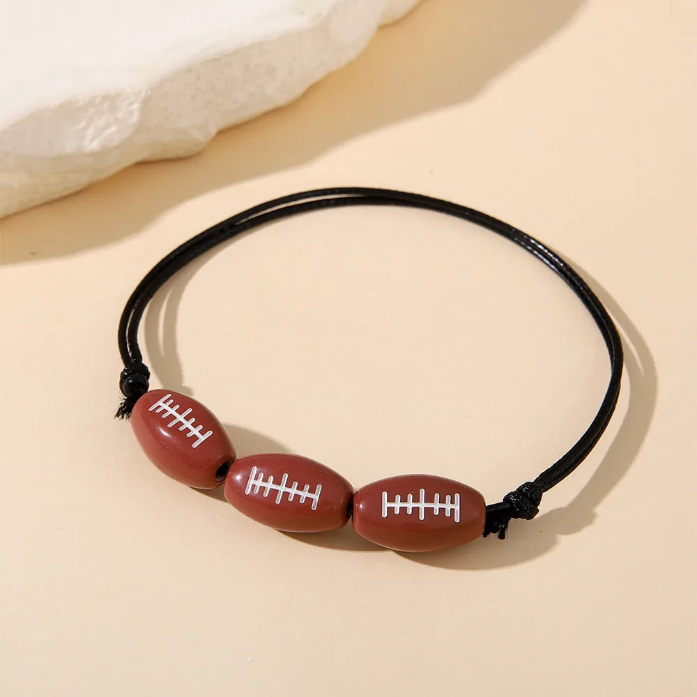 Sports Ball Basketball Football Arylic Leather Rope Wholesale Bracelets