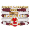 Sports Bracelets Handmade With Polymer Clay Letter Beads And Electroplating Design
