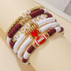 Sports Bracelets Handmade With Polymer Clay Letter Beads And Electroplating Design
