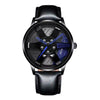 Sports Car Wheel Belt Quartz Watch For Men Alloy Case Imitation Leather Strap Stainless Steel Buckle Round Dial Leisure Style