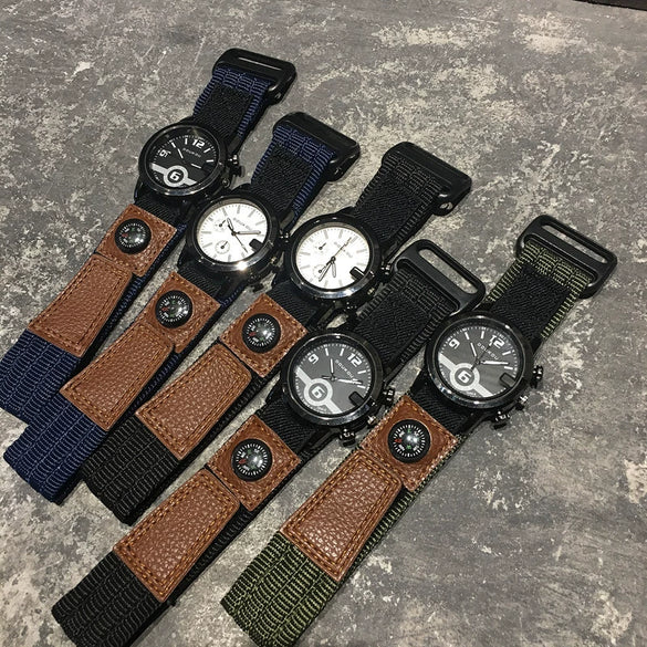 Sports Casual Unisex Nylon Canvas Alloy Round Dial Watch For Students