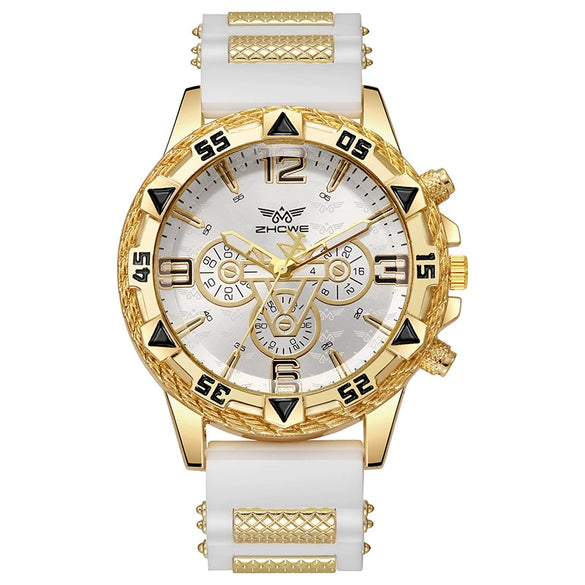 Sports Chronograph Alloy Men's Watch With Round Dial And Printed Logo