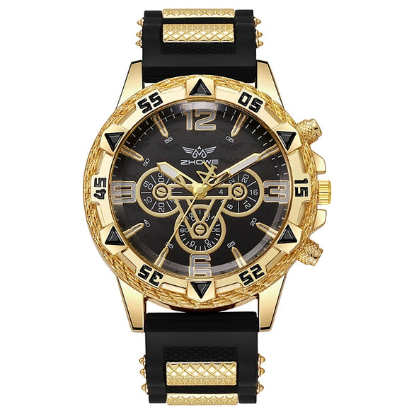 Sports Chronograph Alloy Men's Watch With Round Dial And Printed Logo