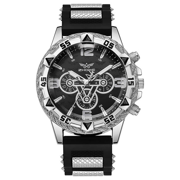 Sports Chronograph Alloy Men's Watch With Round Dial And Printed Logo
