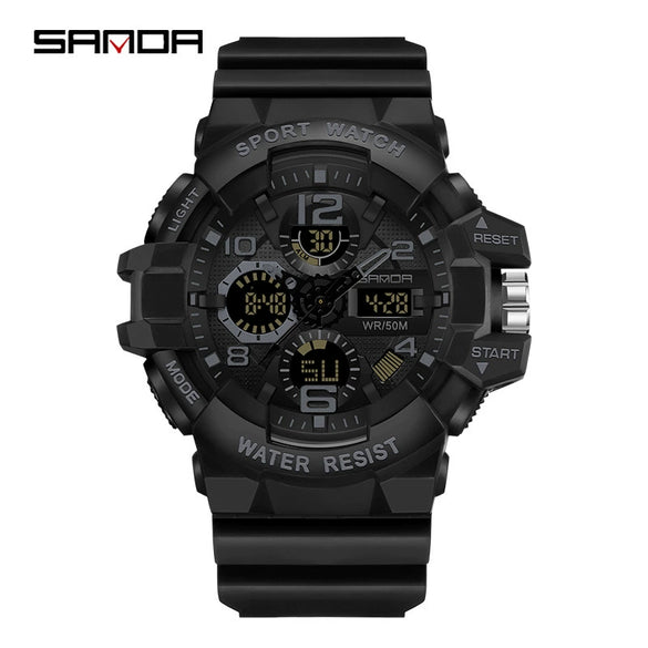 Sports Digital Watch Tpu Abs Acrylic Mirror Round Dial Fashion Style