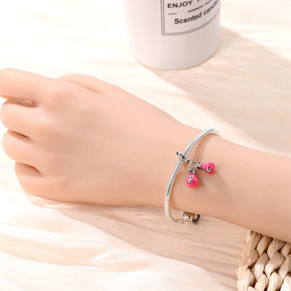 Sports Fitness Boxing Pendant Silver Plated 925 Silver Charm Beads Diy Jewelry Accessories Bracelet With Dripping Oil Treatment