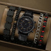 Sports Leisure Gear Dial Belt Quartz Watch Beaded Bracelet Alloy Case Imitation Leather Strap Round Dial Fashion Style