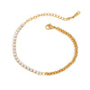 Sports Leisure Stainless Steel White Zircon Bead Chain Tennis Bracelet With Geometric Pattern Electroplated For Women